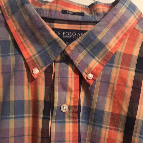 POLO Mens ButtonDown orange blue and brown plaid Size 3XL - Picture 2 of 7